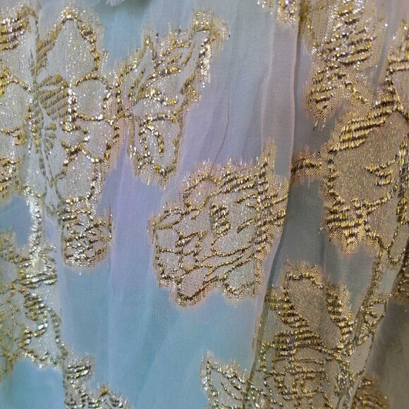 Boho Madrid Size S Short Sleeve Lurex Floral Mini Ombre Dress - Picture 5 of 14